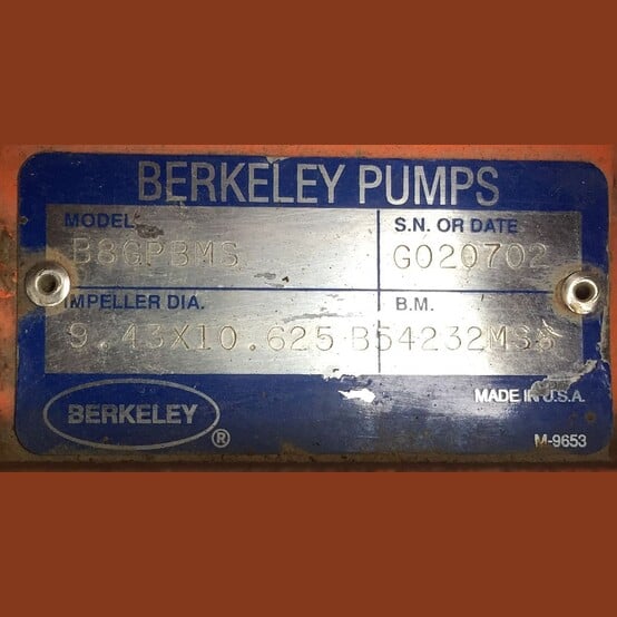 Berkeley #B8GPBMS, 6" Centrifugal Pumps, 10.625" impeller, 50 HP (2 available) - Image 2