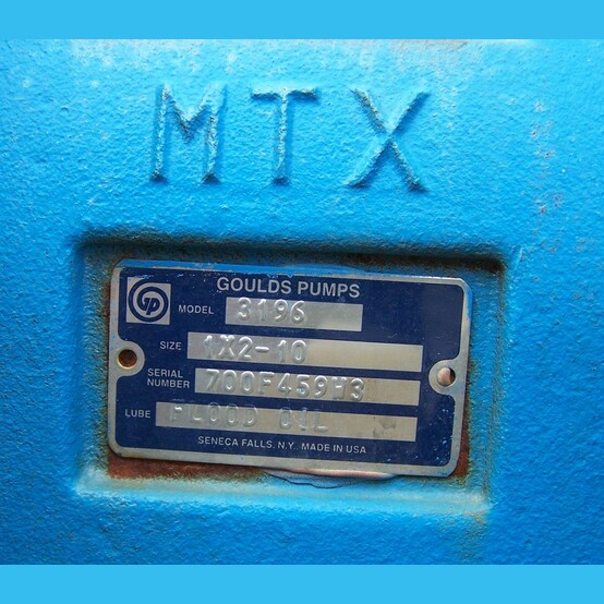 Gould #3196 MTX, Centrifugal Pump, 1x2-10, 9.125" impeller, 250 PSI max - Image 3