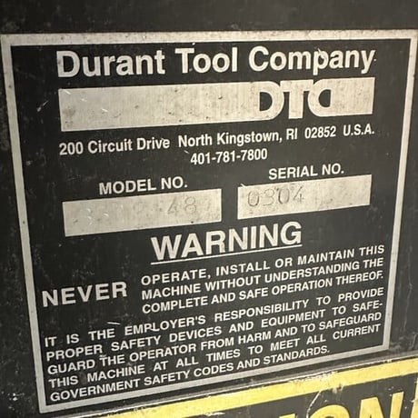 3,500 lb. Durant #3512-48, Pallet-Type Uncoiler, 48" diameter Turntable, 0-12 RPM - Image 8