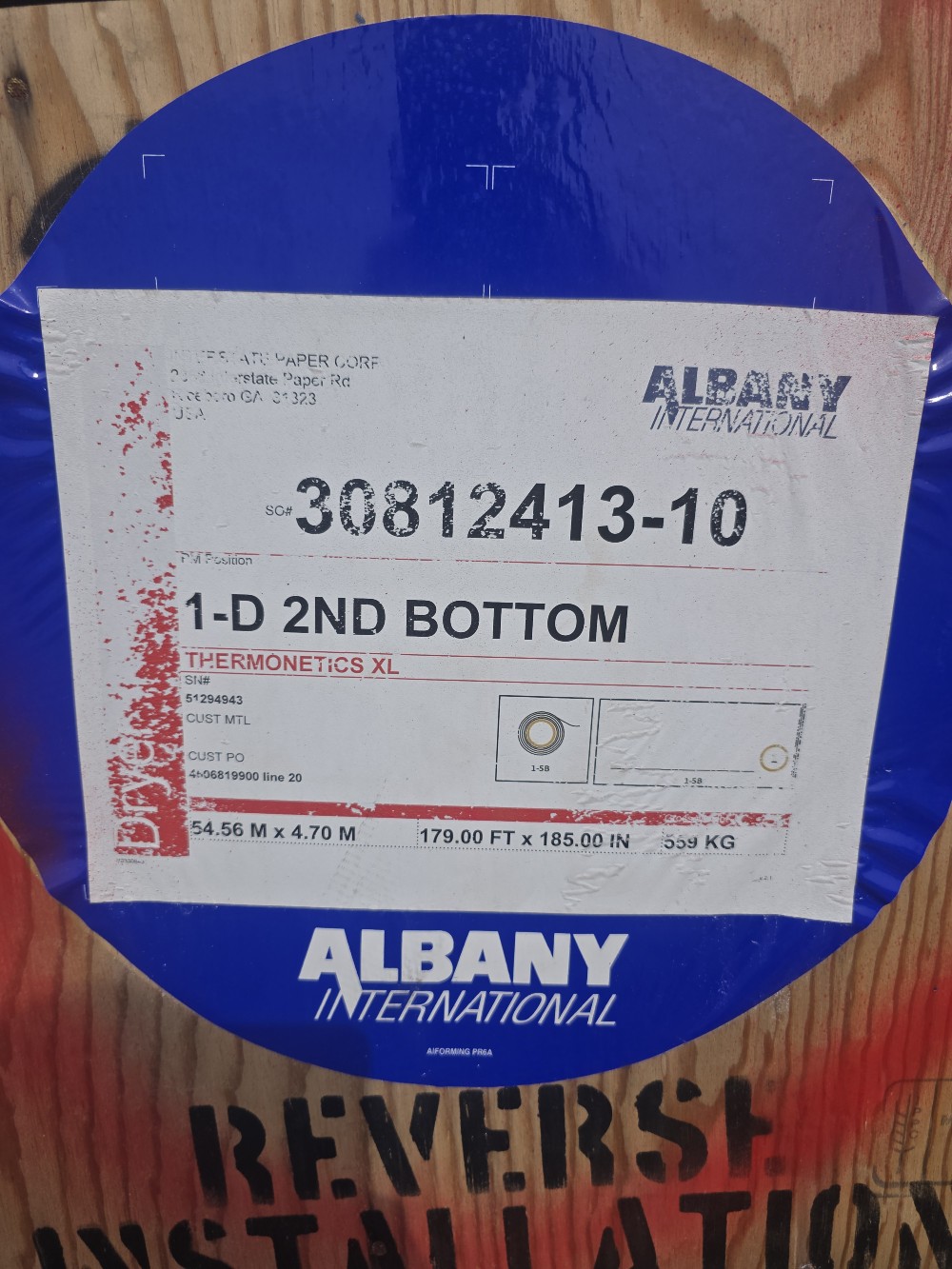 Albany Albny #30812413-10 Thermonetics XL, Shoe Press Belt - 179" x 185" - Image 1