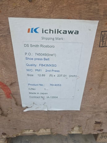 Ichikawa #FB43MXSG Shoe Press Belts, 12.89' x 237.01" - Image 1