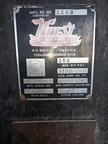 850 HP Hurst Boiler, gas fired, 25875 lb./hr steam, 150 psi, 1994 - Image 8