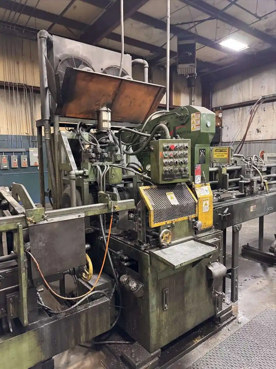 .187" - 1.50" Haven #871, dual blade shear tube cut off, 20' infeed, assorted tooling - Image 2