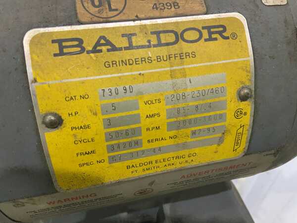6" Baldor, doub le end pedestal grinder, 1/2 HP, 3000-6000 RPM - Image 10