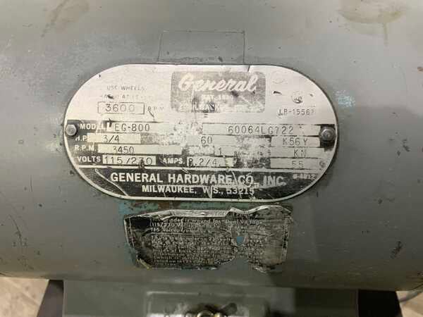 8" General #EG-800, double pedestal g5rinder, part rest, on pedestal, 3/4 HP, 3450 RPM - Image 9