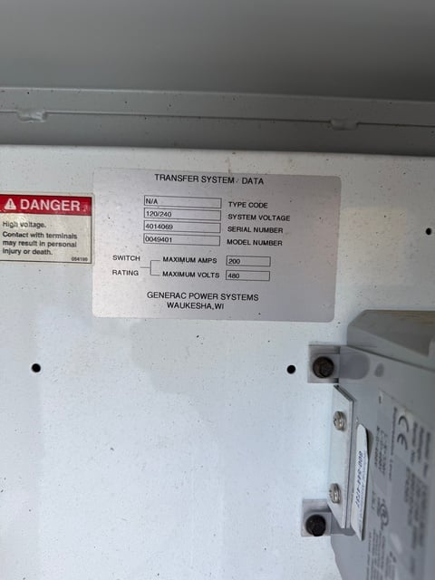 200 Amp. Generac, 0049401, Automatic Transfer Switch, 480 Volts, 3PH - Image 2