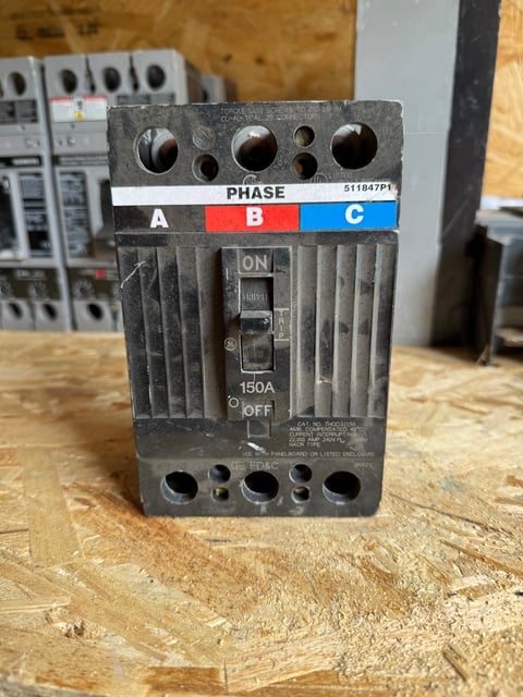 150 Amps, GE/ABB, THQD32150, Molded Case Circuit Breaker, 240 VAC, 3-pole - Image 1