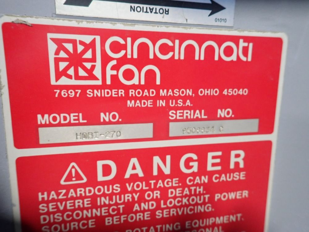 Cincinnati Fan #HDBI-270, centrifugal blower, 20 HP, 1760 RPM, 230/460 V. - Image 6