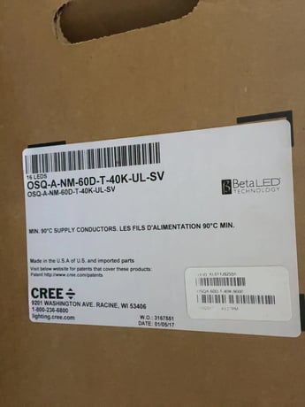 Cree Lighting #OSW-A-NM-60D-T-40K-UL-SV, LED lighting fixture, 120-277 Volts - Image 1