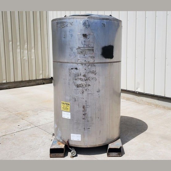 475 gallon Stainless Steel portable tank, 42" diameter x 6' tall, flat bottom, 2" drain - Image 1