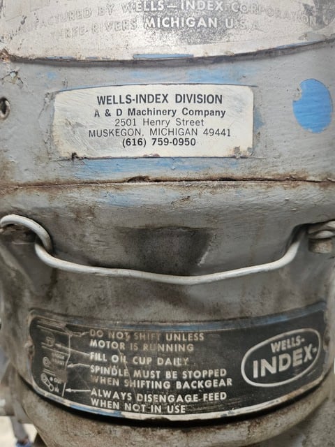 Wells-Index #745, Vertical Knee Mill, 9" x 46" table, 1.5 HP, 2850 RPM, 220/440 Volts, 3PH, 1973 - Image 2
