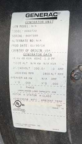 48 KW Generac #0060720, Diesel Generator, 120/204 Volts - Image 7