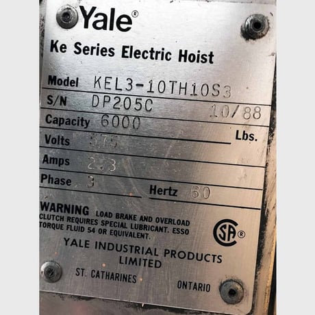 3 Ton, Demag electric hoist, 6000 lb. Yale KEL310TH10S3 trolley - Image 5