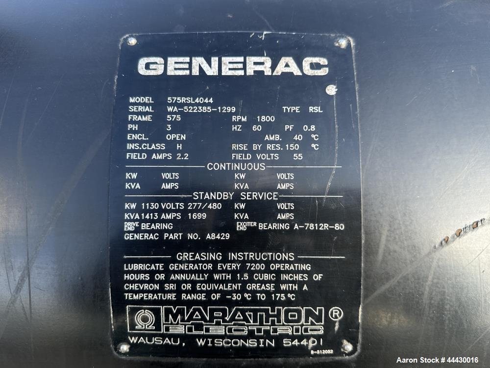 1130 KW Generac, diesel generator set, Mitsubishi engine, open skid - Image 8