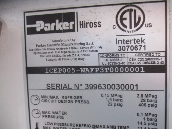 Parker Hyperchill Plus #ICEPOO5-WAFP3T, chiller, non-ferrous hydraulic circuit, 2019 - Image 5