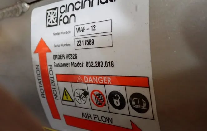 Cincinnati #WAF-12, fan, 12", 3/4 HP, 300 cfm, 2023 (9 available) - Image 8