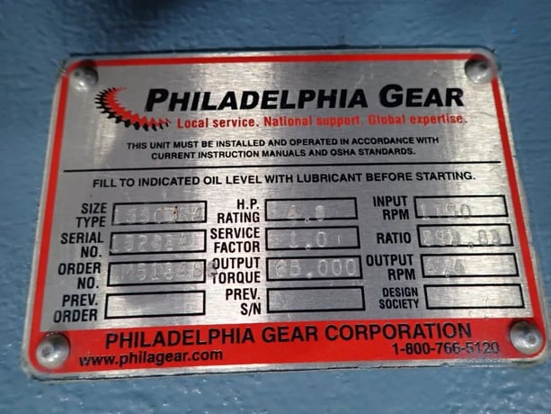 Philadelphia Gear, gear reducer, 393.83:1 ratio, 4.6 HP, 1750 RPM - Image 6