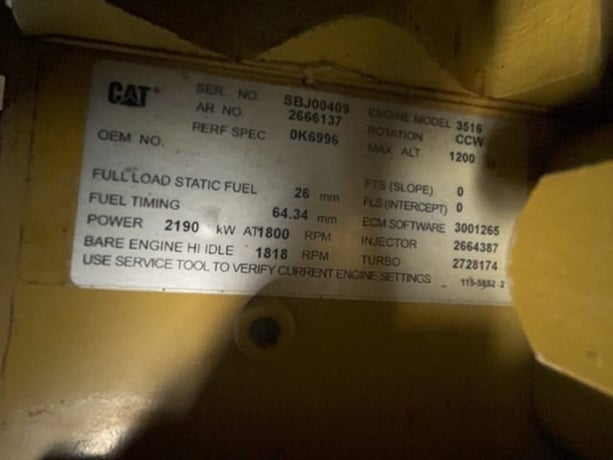 1825 KW Caterpillar #3516C, Diesel Generator, 2447 HP, 480 Volts, sound attenuated enclosure, Tier 2, 237 - Image 10