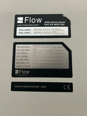 Flow #Mach-200-4020-Pivot, waterjet, 6.6'W x 13.1'L table, 30 HP, 60000 psi, 2020 (2 available) - Image 10