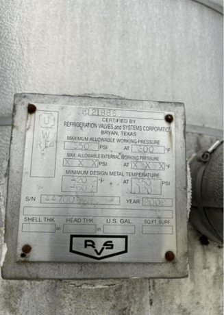 625 gallons, RVS #MRP-36V, Vertical Ammonia Recirculator, 36" diameter x 118" L Tank - Image 3