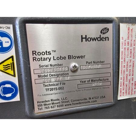 1006 cfm, 8.25 psi, Howden Roots #616-RAM-LB, rotary lobe PD blower package, 100 HP, 460 V., 3-phase (5 - Image 3