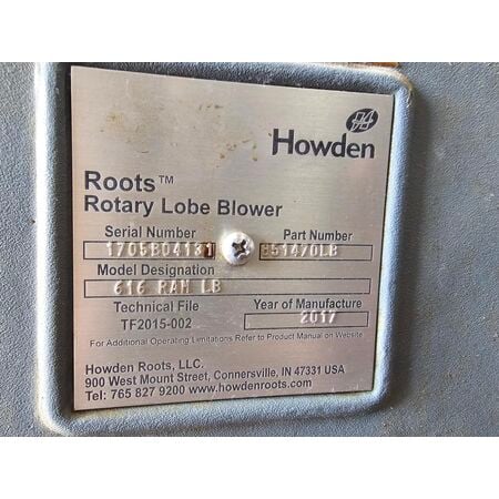 1006 cfm, 8.25 psi, Howden Roots #616-RAM-LB, rotary lobe PD blower package, 100 HP, 460 V., 3-phase (5 - Image 3
