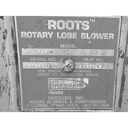 1006 cfm, 8.25 psi, Roots Dresser #616-RAM, rotary lobe PD pressure blower package, 100 HP, 460 V., 3-phase - Image 3