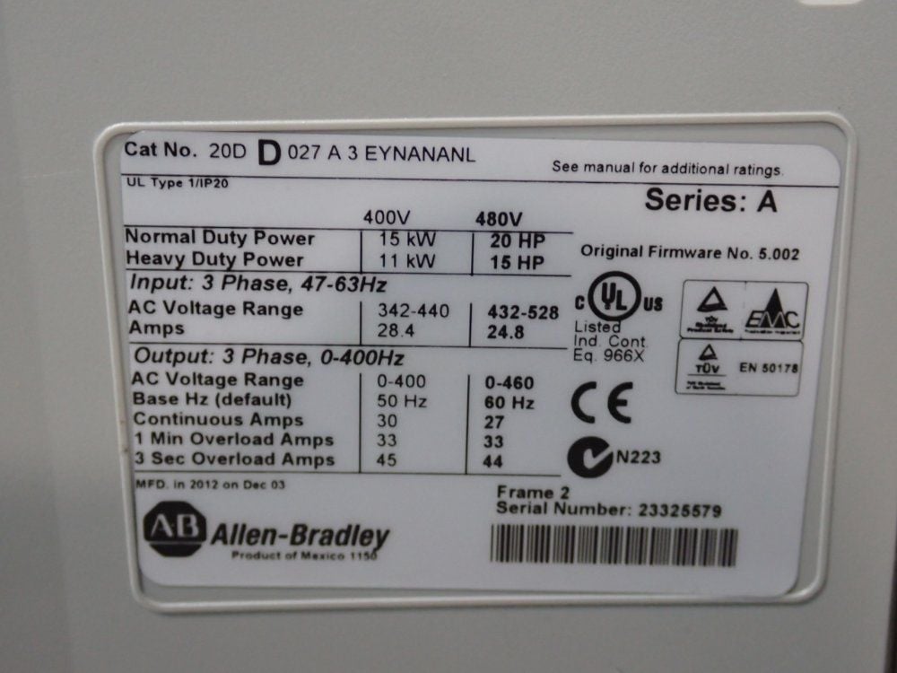 Allen-Bradley #20DD027A3EYNANANL, PowerFlex 700S AC Drive, 400 Volts - Image 6