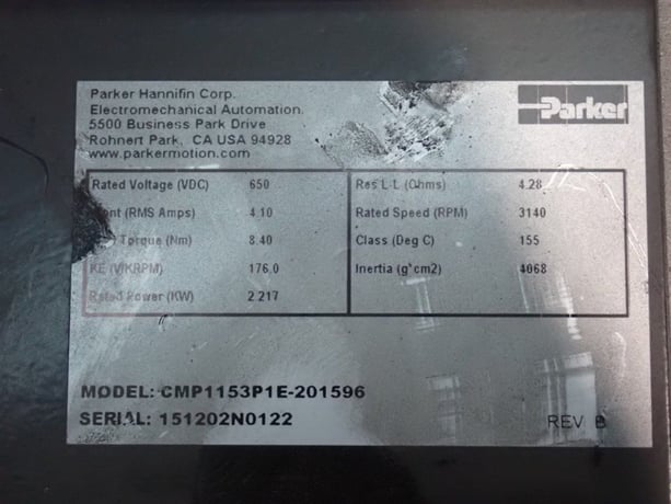 Parker #CMP1153P1E-201596, Gear Drive, 650 Volts - Image 4