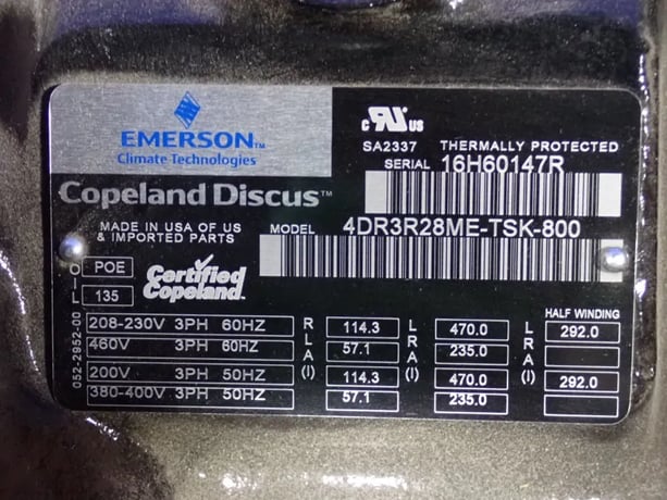 Emerson #4DR3R28ME-TSK-800, Reciprocating Compressor - Image 9