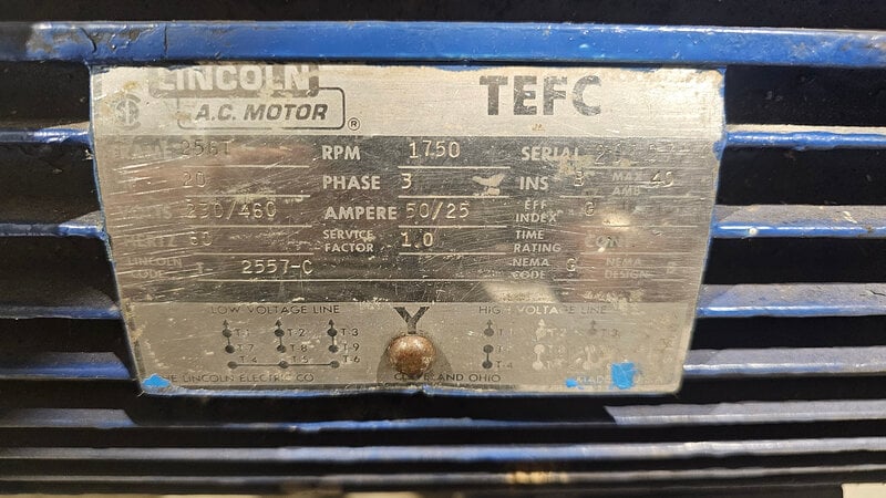75 Ton, Neff #E-4, heavy duty 4-post hydraulic press, 20 HP Lincoln Electric AC motor, 1750 RPM, Fr. 256T - Image 4