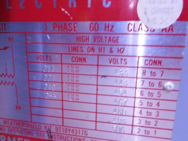 25 KVA 240/480 Primary, 120/240 Secondary, General Electric 9T23B2671, Dry Type Indoor/Outdoor Transformer - Image 7