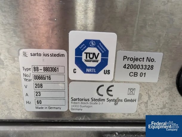 Sartorius #STR-200-DW, Single Use Bioreactor, Stainless Steel, 200 liter, 2 bar, 2016 - Image 5
