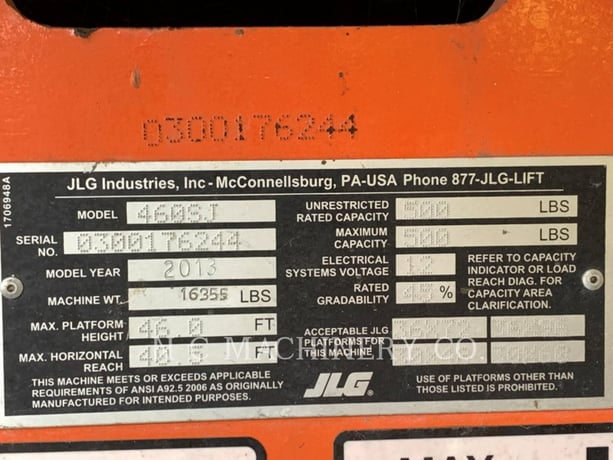 Jlg Industries, Inc. 460SJ, 3667 hours, S/N: 176244, 2013 - Image 6