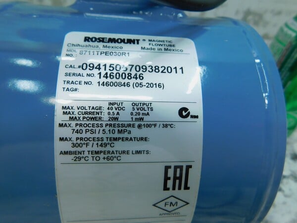 Rosemount #8711TPE030R1, Wafer Magnetic Flowtube Flow Meter, 3" - Image 3