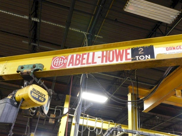 2 Ton, Abell-Howe, Free Standing Jib Crane, 360&deg;, 10' Hub, 120" Column, w/ Budgit 2 Ton Chain Hoist - Image 2