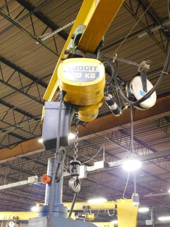 2 Ton, Abell-Howe, Free Standing Jib Crane, 360&deg;, 10' Hub, 120" Column, w/ Budgit 2 Ton Chain Hoist - Image 7