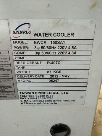 Spinflo #EWCA-150SA1, Water Chiller, R-407C, air cooled, 220 V. - Image 6