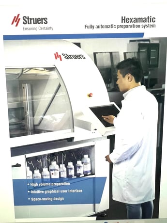Specimen Preparation Machine, Struers #HEXAMATIC, Automatic Grinding & Polishing, 8-Station Disc Exchange - Image 1