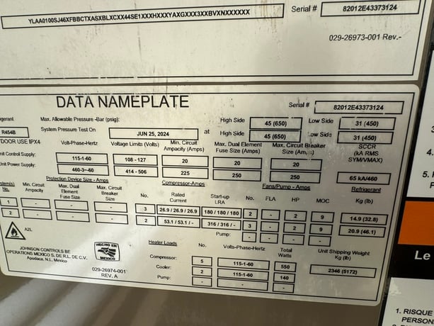 100 Ton, York, Chiller, R454B refrigerant, 650 psig, 2024 - Image 8