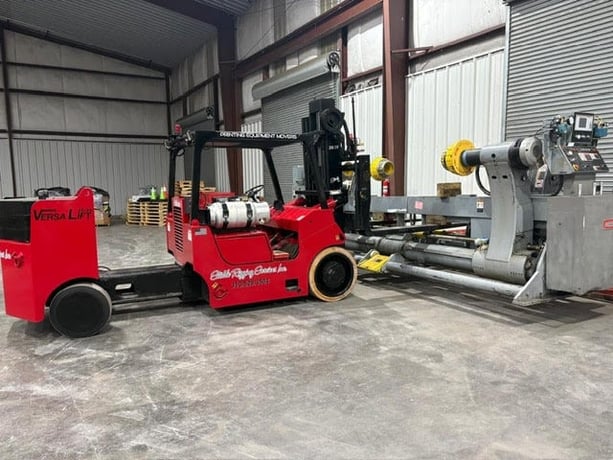 Marquip, dual shaftless floor pickup unwind stand, 72" wide x 72" diameter, 1999 - Image 5