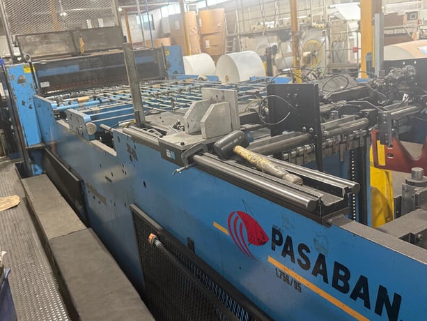 55" Pasaban #KD1350, Double Rotary Knife Sheeter, 72" x 72" Martin unwind, 57" max. cut length - Image 4