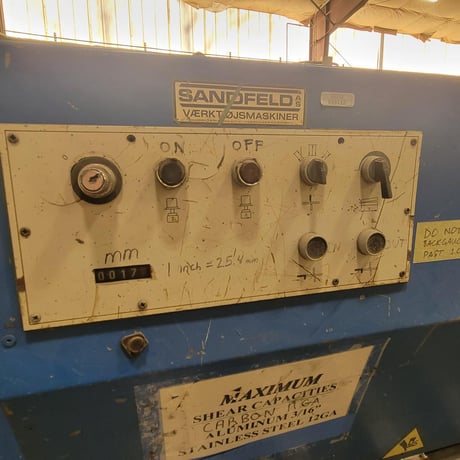 0.157" x 8' Sandfeld Hoan #25/4, Hydraulic Power Squaring Shear, Motorized Back Gauge, 230V, 3 Ph., 1974 - Image 7