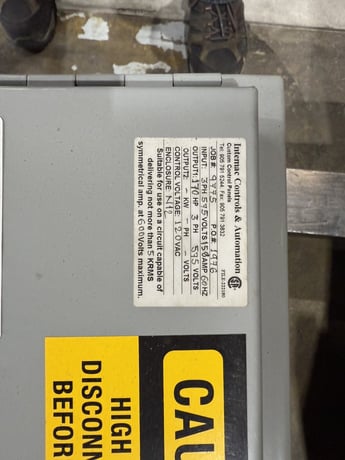 125 HP Starter Panel, Schneider LC1F185 Contactor, Start/Stop/E-Stop, 480V/125 HP, 575V/150 HP - Image 2