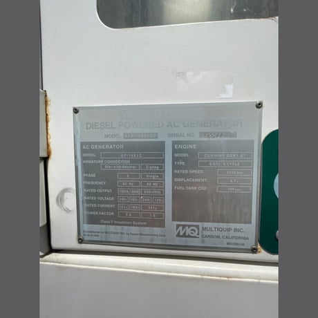 132 KW Multiquip #DCA150SSCU, portable diesel generator, standby, trailer mtd, sound attenuated, Cummins QSB7 - Image 9