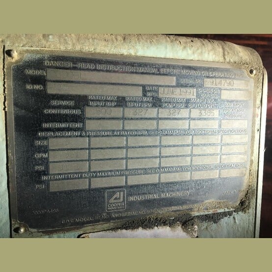 301 GPM, 3365 PSI, 600 HP Gardner Denver AJAX #Q600, Quintuplex Plunger Pump Skid, 1991 - Image 4