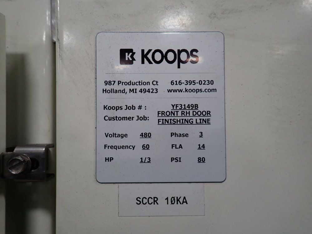 Koops, Control Cabinet, 480 Volts, 14 FLA, 80 psi (2 available) - Image 6