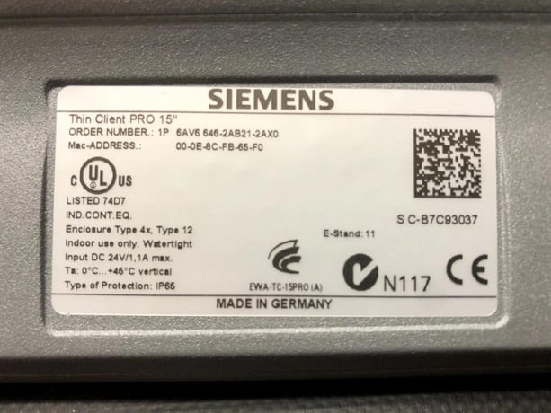 Siemens #6AV6646-2AB21-2AX0, Industrial HMI/Thin Client Terminal, 15" touch display - Image 5