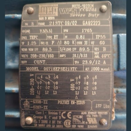 Blackmer #NP3F, Sliding Vane Pump, 7.5 HP, 60-27 GPM, 200 psi, 208-230/460 V., 3PH - Image 8