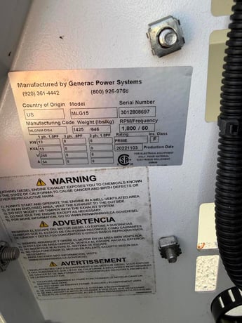 15 KW Generac #MLG15, Portable Diesel Generator, Mitzubishi engine, 120/240 Volts, 1800 RPM, circuit breaker - Image 6